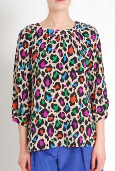 AW1112 PARTY LEOPARD BUTTON NECK TOP - MULTI